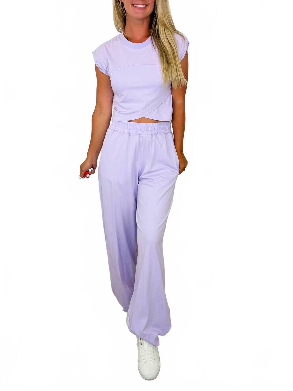 NEW RAE MODE serving looks high-rise cotton blend pants set in purple